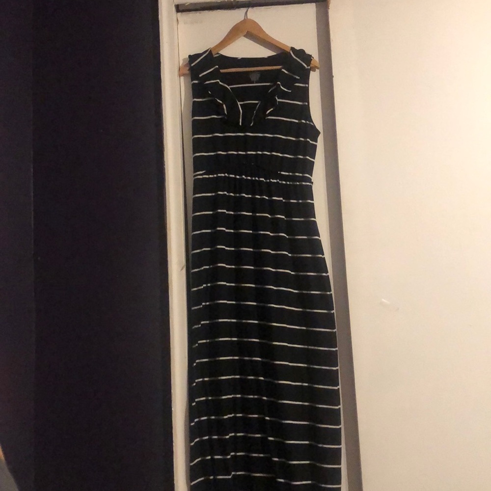 Black and white striped maxi dress